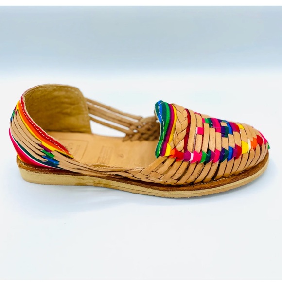 Armandos Rainbow Multi-Colored Huaraches Slip On Leather Woven Leather Shoes - Picture 2 of 6